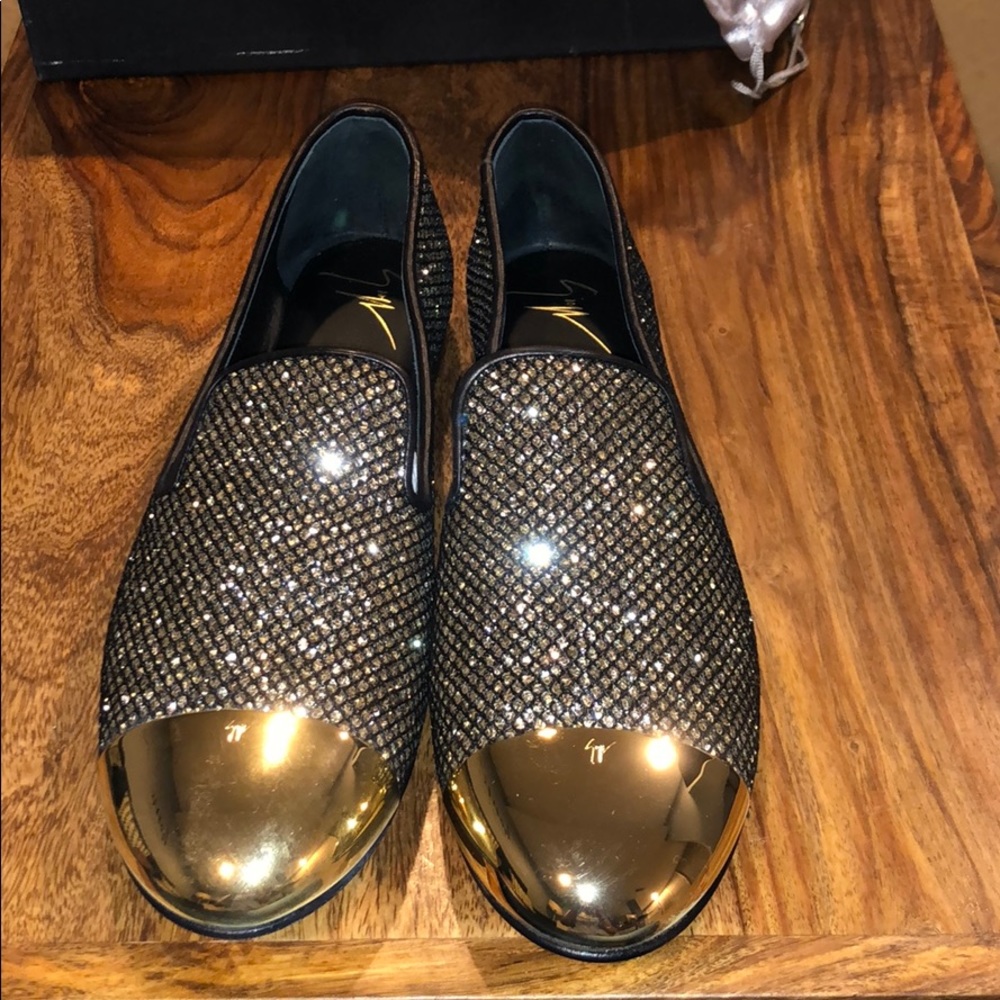 Giuseppe Zanetti Black & Gold Dalia Flats